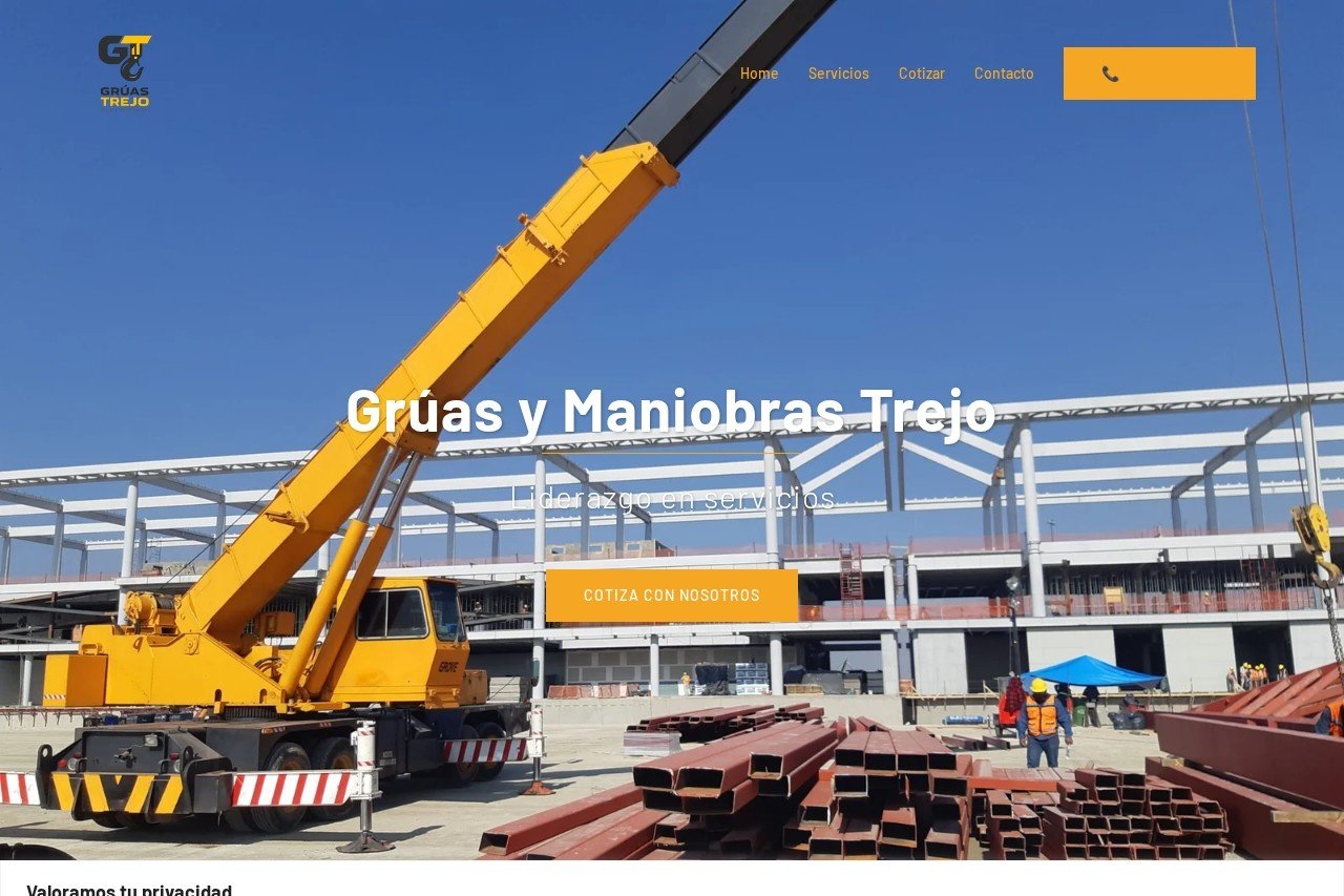 Captura del sitio de Gr&uacute;as Trejo