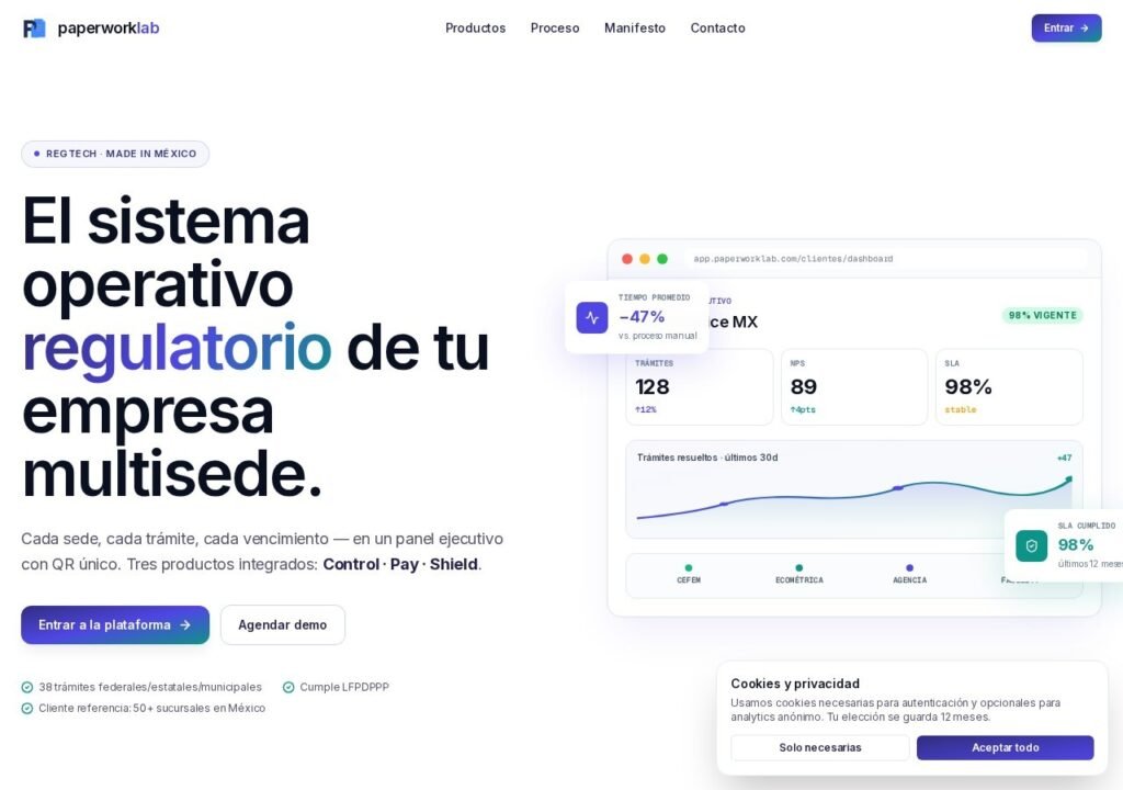 Captura del sitio de PaperworkLab